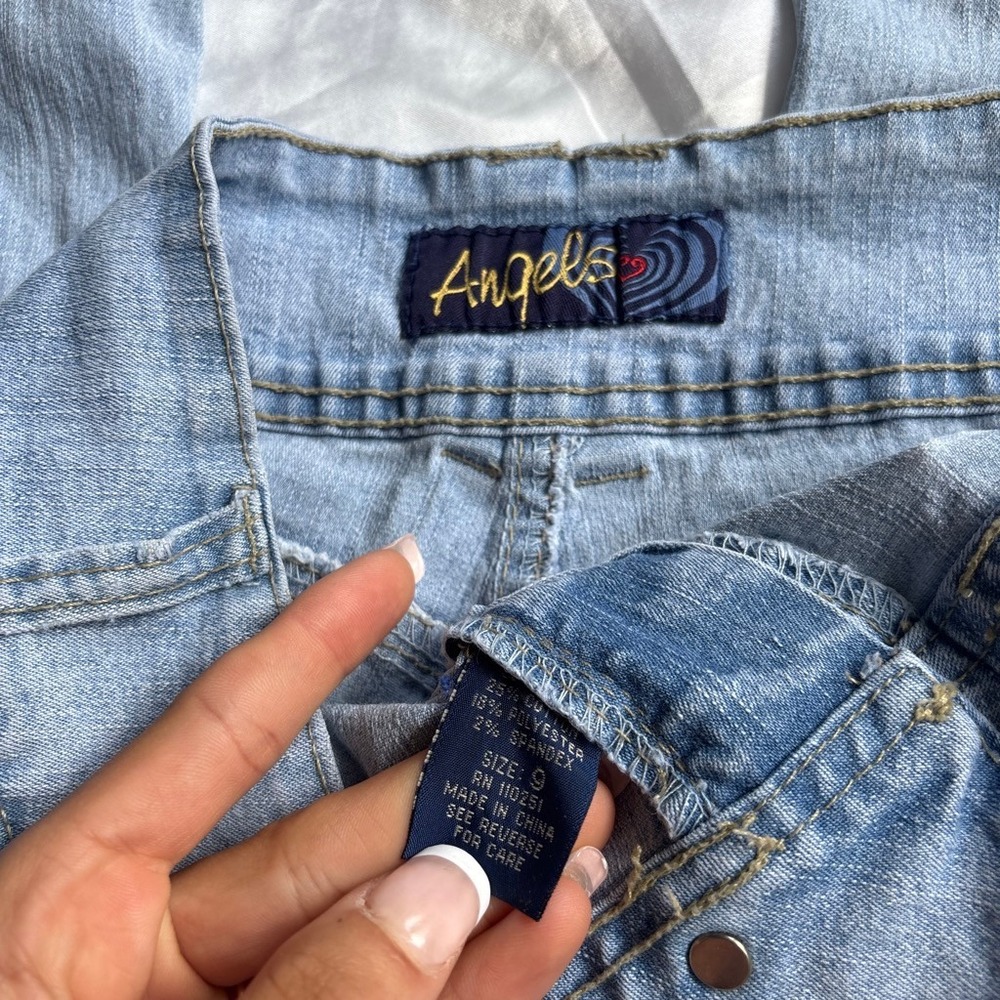 y2k vintage Angels Flare Jeans Light Blue Low Rise Triple Button 9 - Picture 4 of 7